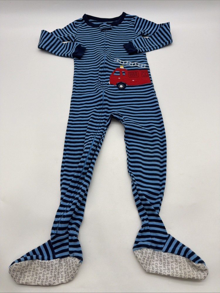 Carters One Piece Toddler Boys Size 4T Blue Striped Full Zip 100% Cotton.#46781