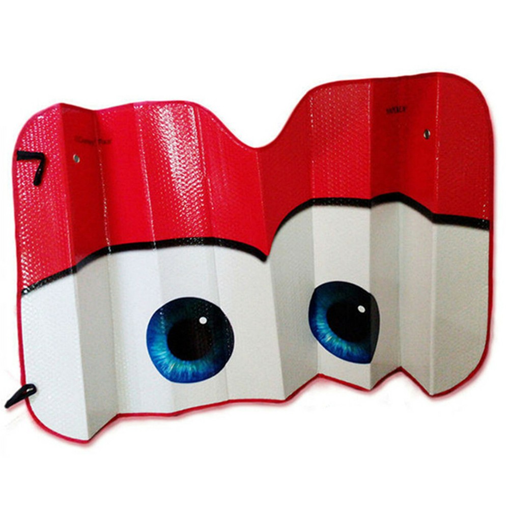 Red Cartoon Big Eyes UV Block Sunshade Visor for Car Window Windscreen