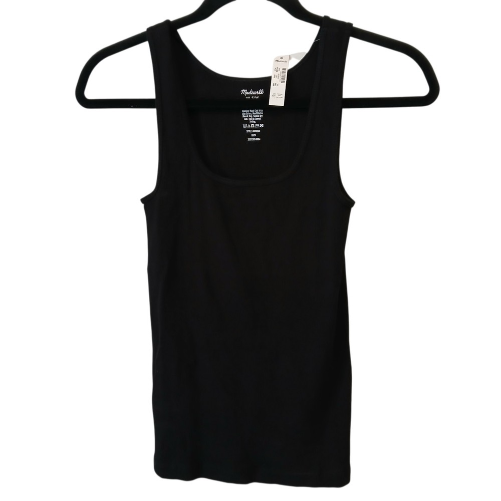 NWT Women's  Madewell  Cotton Scoop Neck Tank Top Black Size Small/Medium NW940