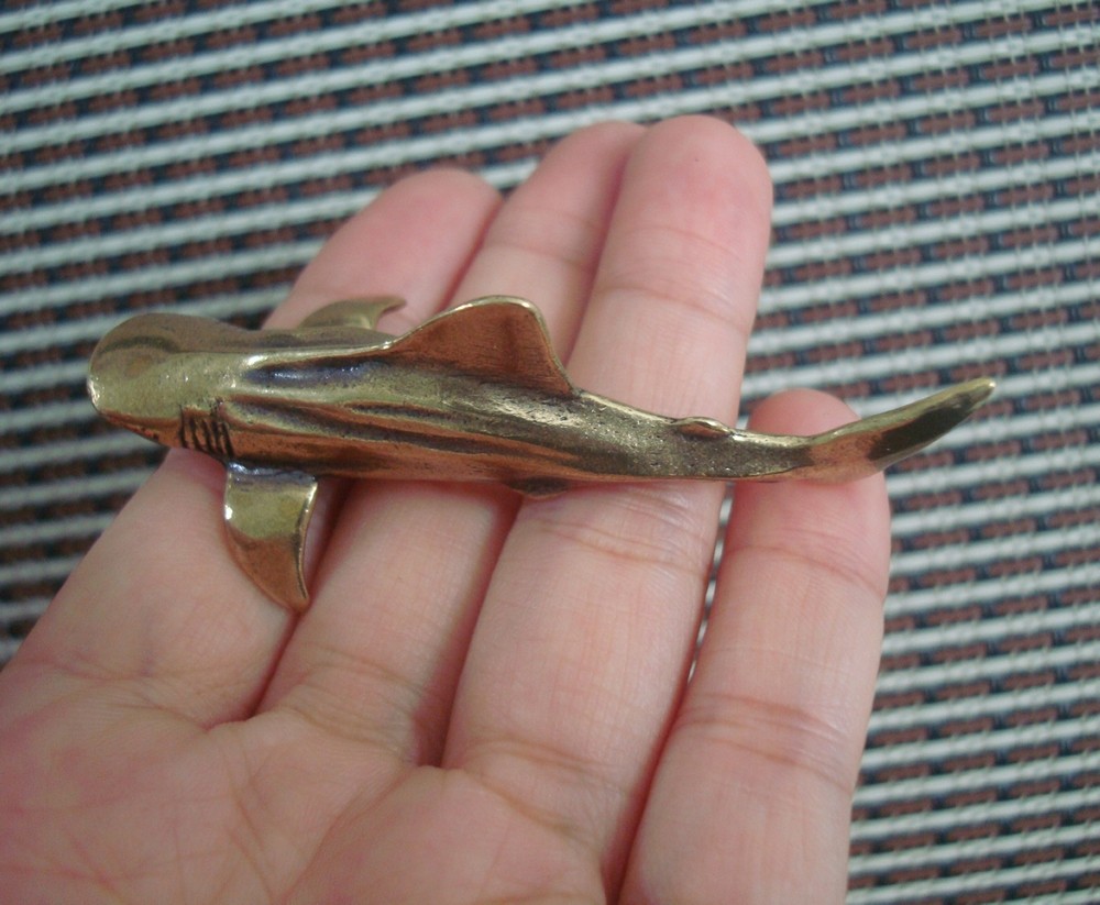 Brass Shark Fish Figurine Vintage Style Statue Knick Knacks for Garden Decor