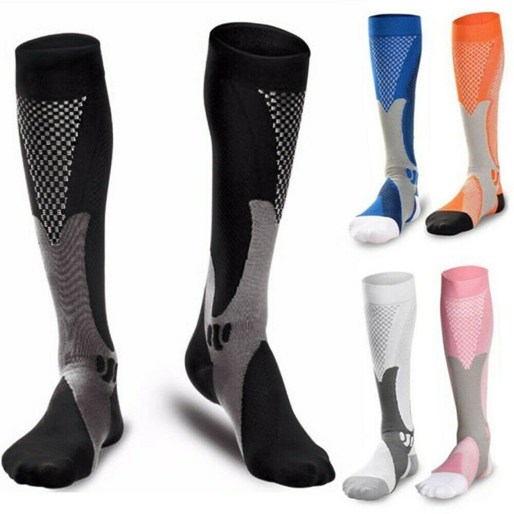 2x Men Women Calf Shin Leg Outdoor Sports Running Riding Compression Long Socks