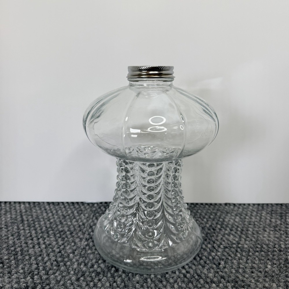 Vintage Lamplight Farms Oil Lamp Clear Glass Drapery Pattern #NR 255 BASE ONLY