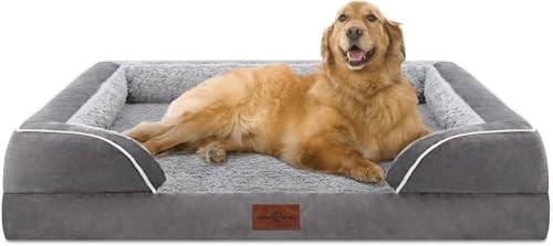 Waterproof Orthopedic Foam Dog Bed 42x30 Inches Grey Extra Support