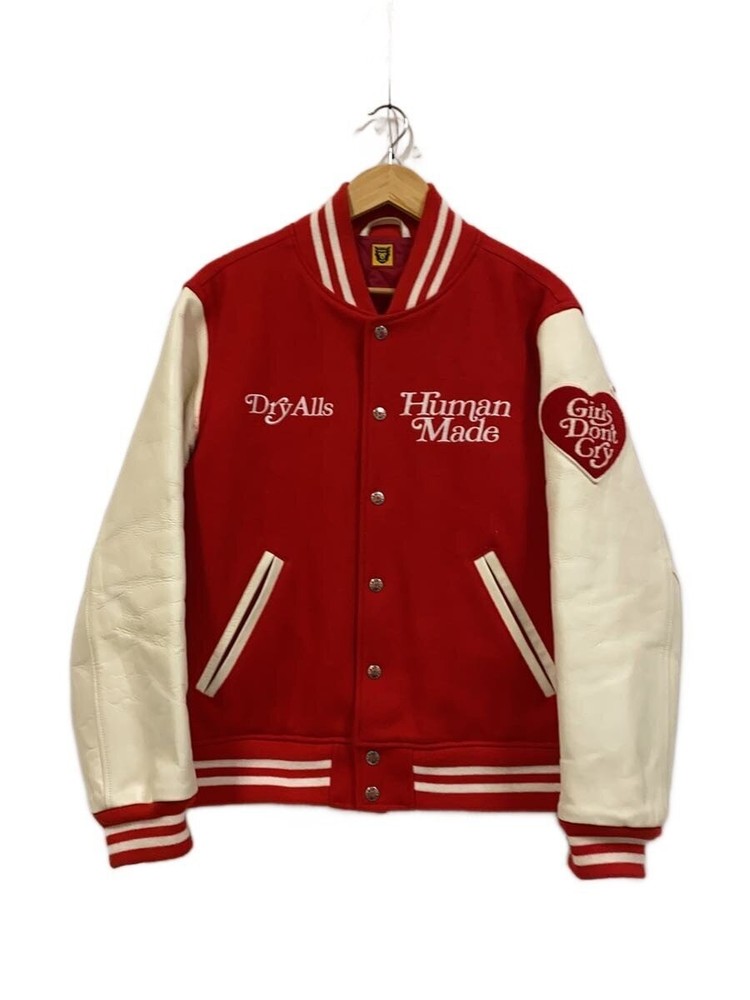 Human Made Girls Don T Cry/Varsity Jacket/Stage Jacket/L/Wool/Red 3497