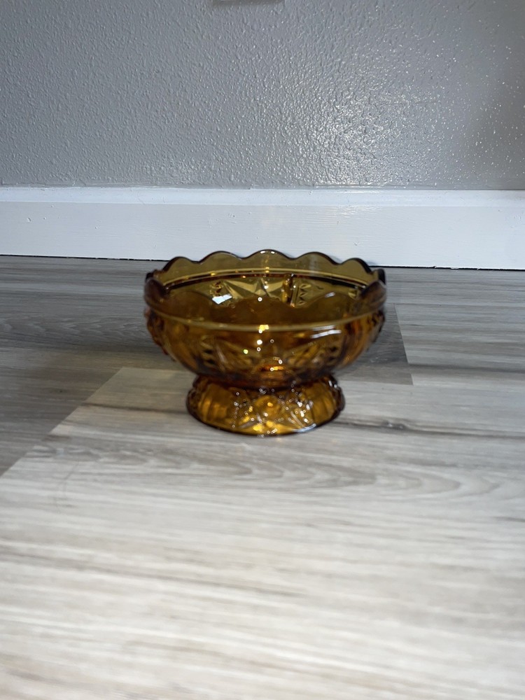 Vintage Indiana Glass Stars And Bars Fairy Lamp Bottom/ Base Only Amber