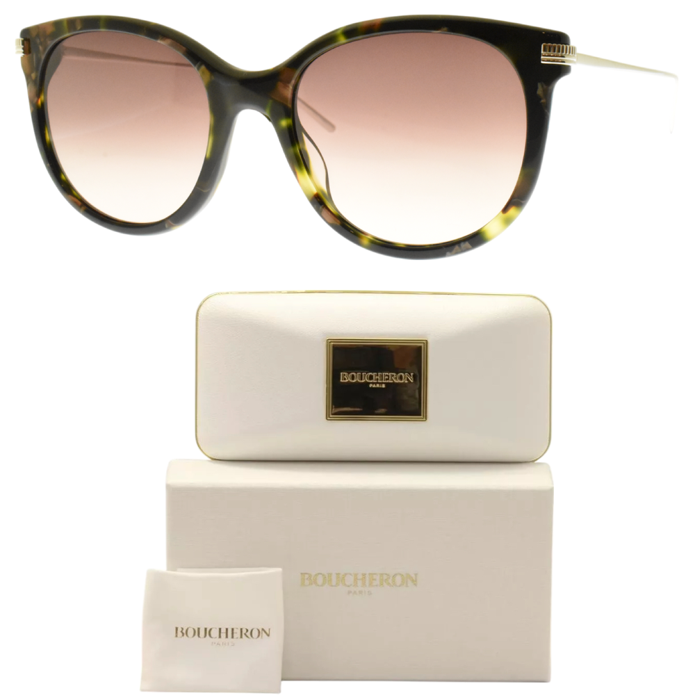 NEW!! BOUCHERON BC0101S 002 Havana Round Full Rim Womens Sunglasses
