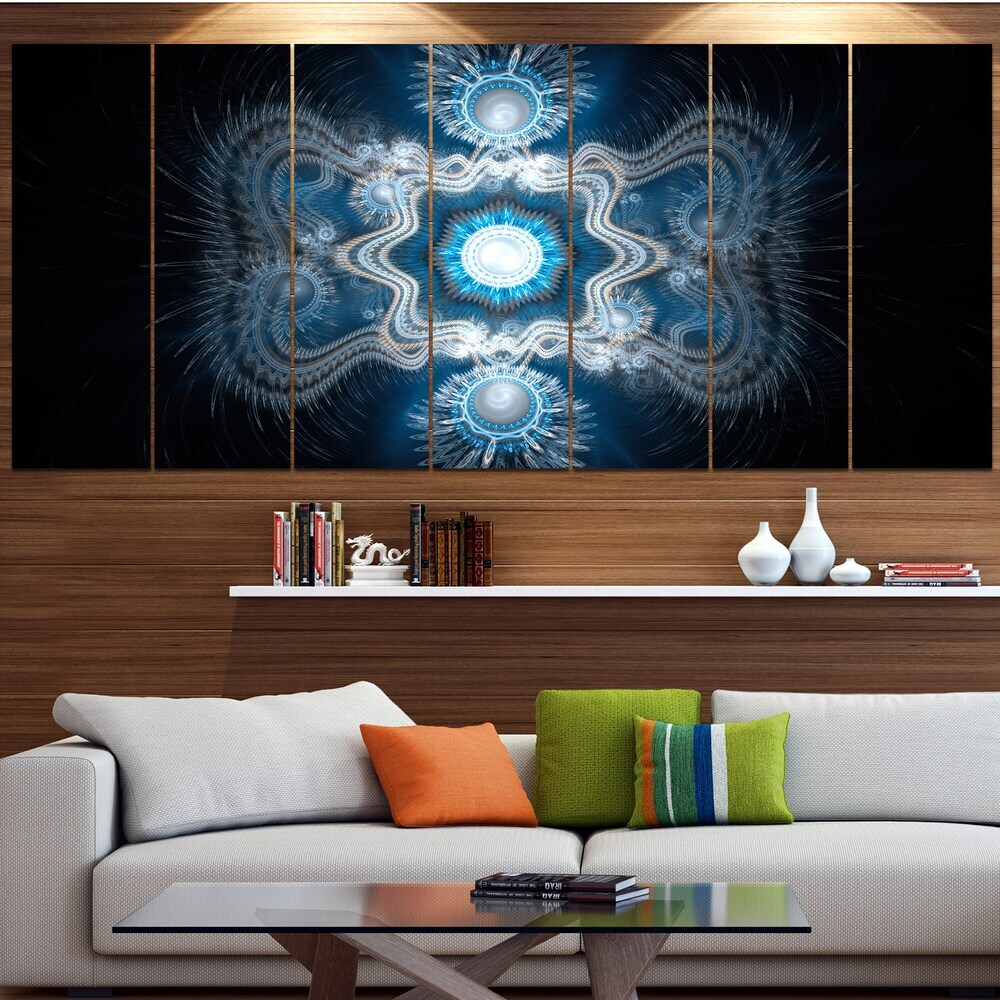 Designart Cabalistic Clear Blue Texture Abstract Wall Art - Oversized Modern Canvas Print for Contemporary Home Decor