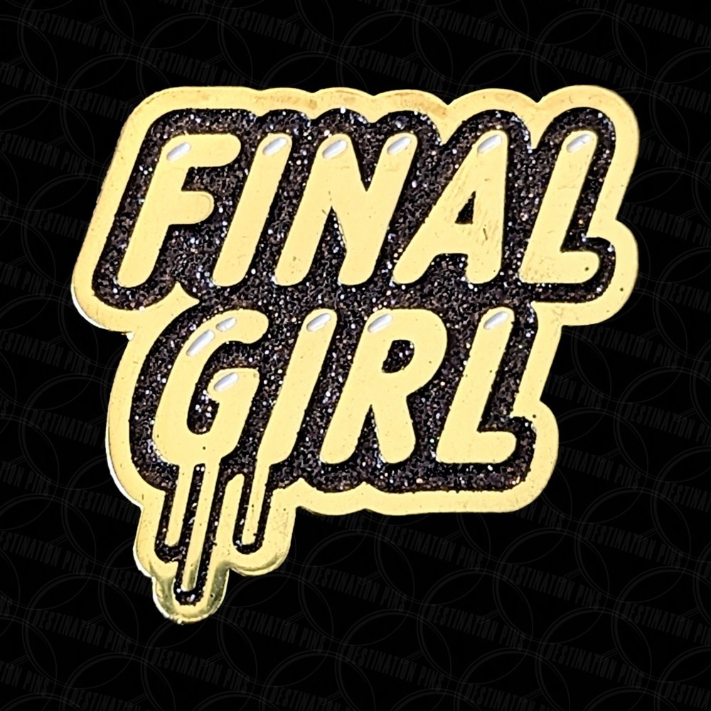 Creepy Co Final Girl Black Sparkles Horror Art Enamel Pin