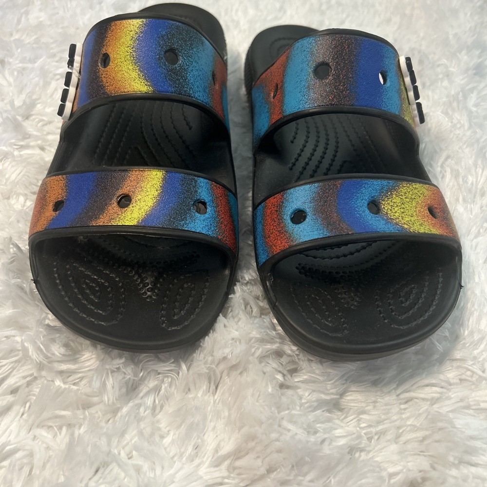Crocs Men's  Spray Dye Comfort Slides Sandals Double Strap Mens 6