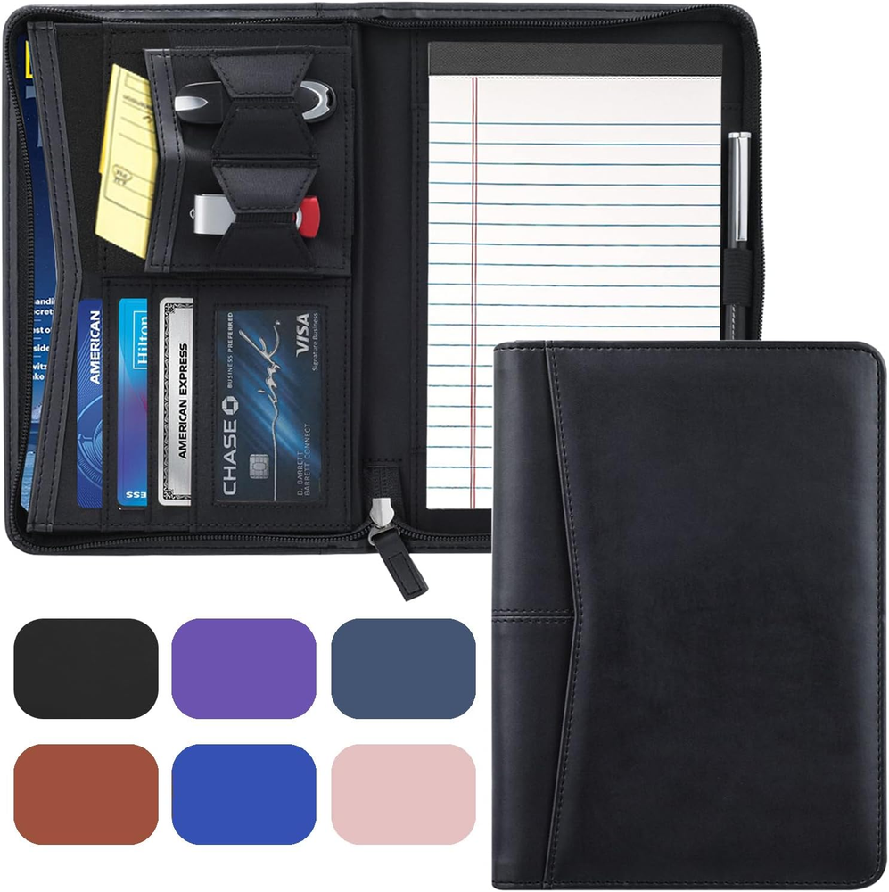 Small Portfolio Organizer, A5 Zippered Business Portfolio, Junior Padfolio Folde