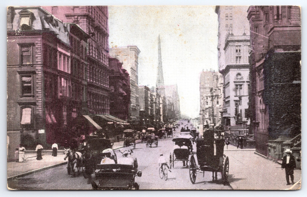 New York City New York NY Fifth Avenue Street View Horse Buggy Vintage Postcard