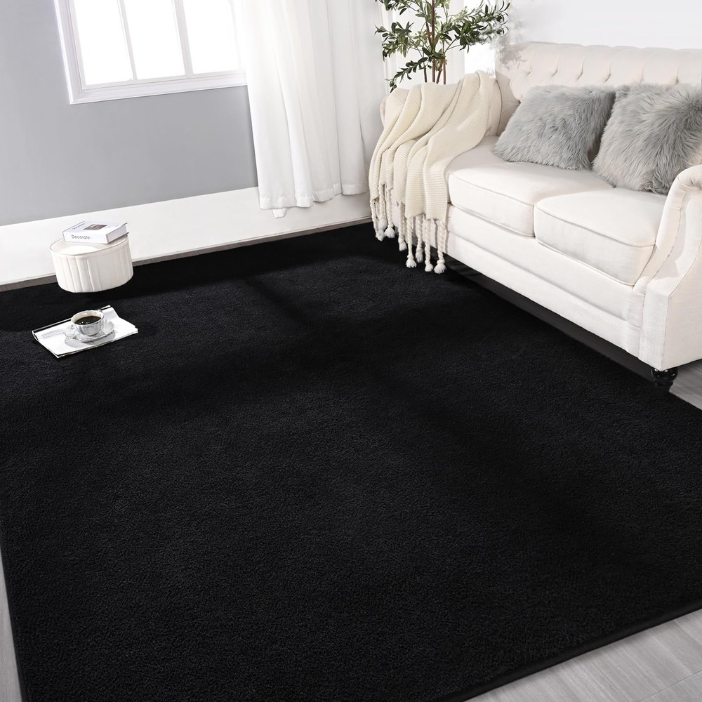 Large Ultra Soft Modern Area Rugs for Living Room Bedroom, 6x9 Feet Black Thi...
