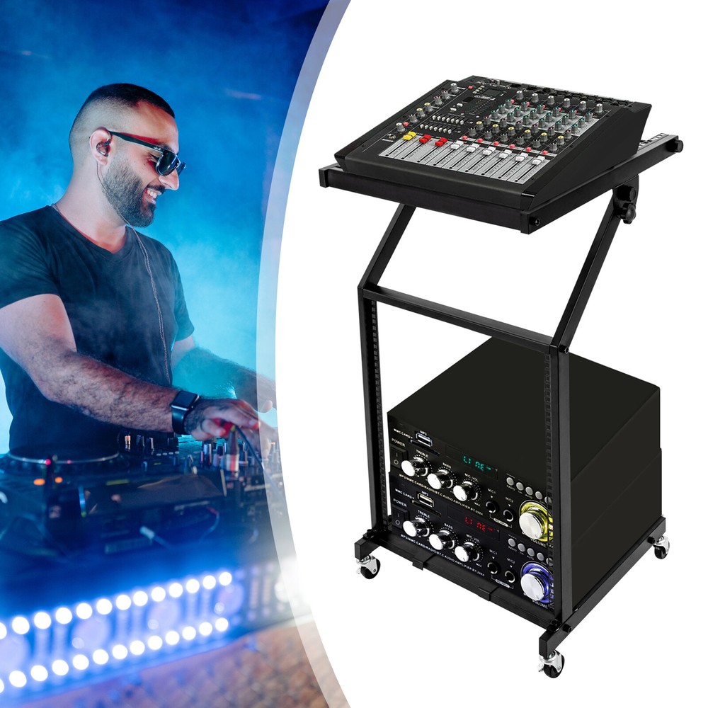 12U Rack Mount Case Stand Studio Equipment Cart Stage Amp Audio Mixer Stand