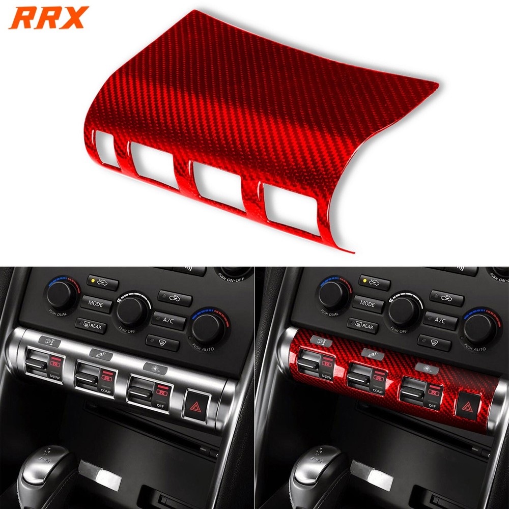 Red Dry Carbon Fiber Console Warning Light Panel Cover For Nissan GT-R R35 08-16