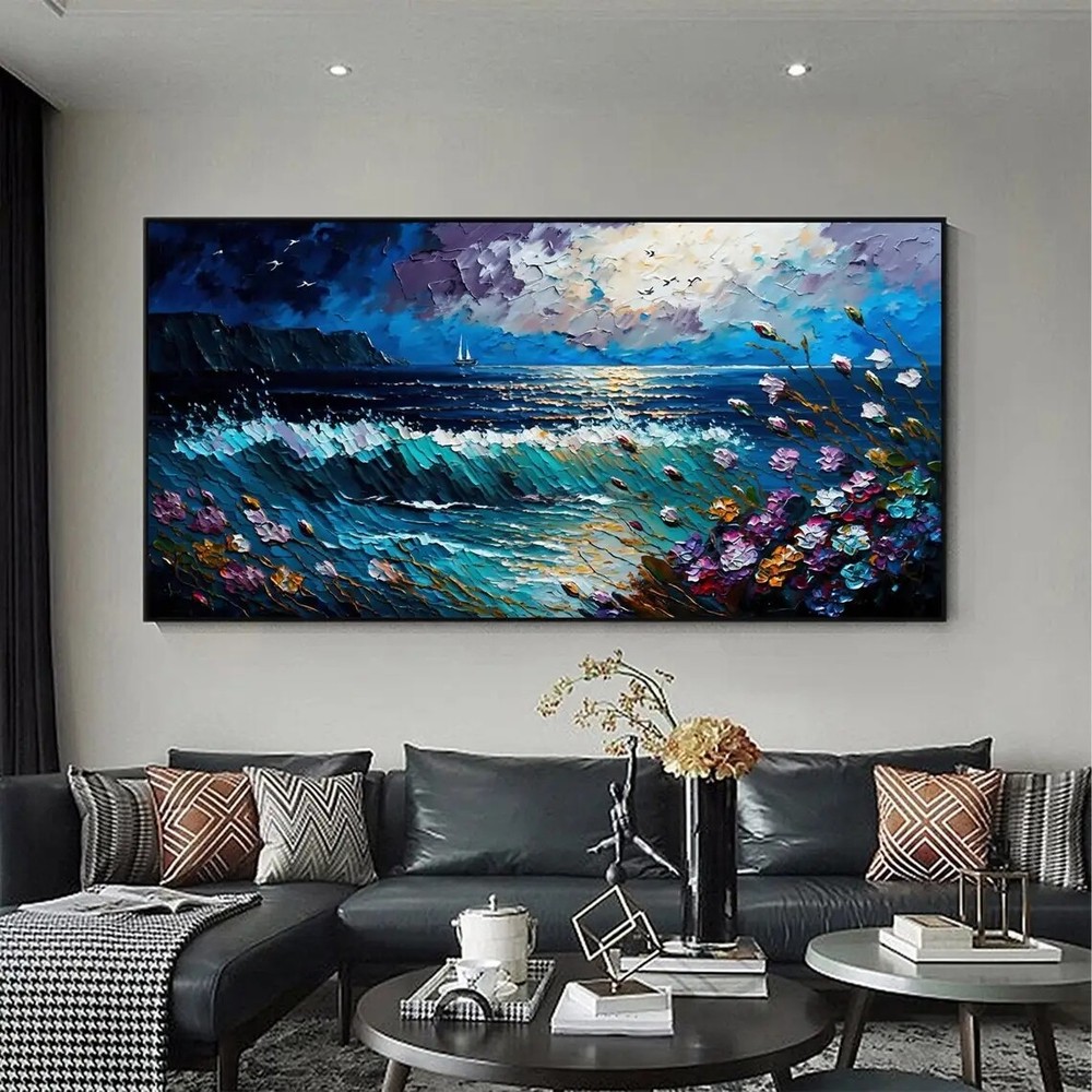 Seascape Hand Painted Oil Painting On Canvas Large Wall ArtAbstract Ocean