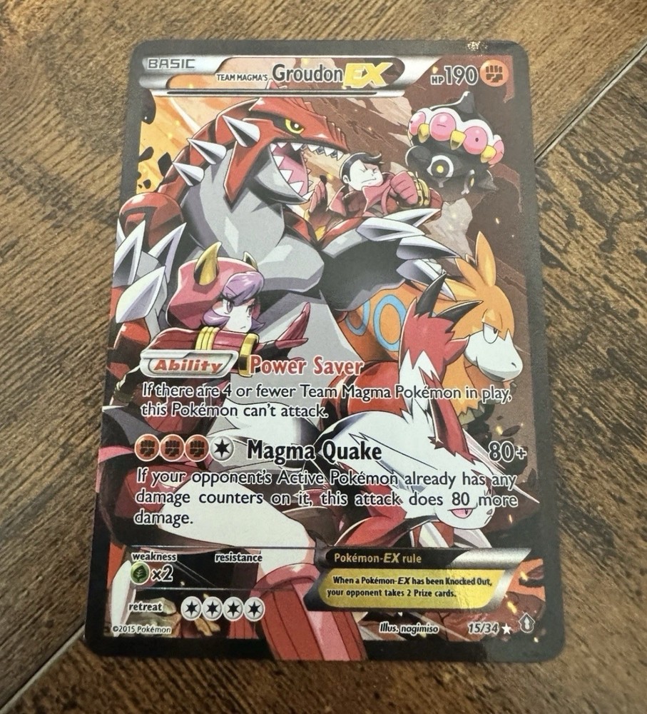 Pokemon TCG Team Magma's Groudon EX 15/34 Double Crisis Holo UR Eng 2015 CLEAN!!