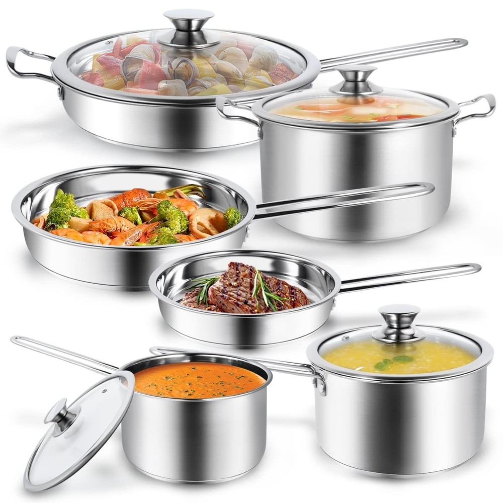 10-Piece Stainless Steel Cookware Set with Ergonomic Handles