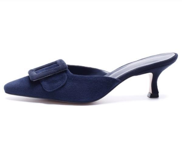 Chic Women's Pointy Toe Kitten Heel Mules Party Slippers