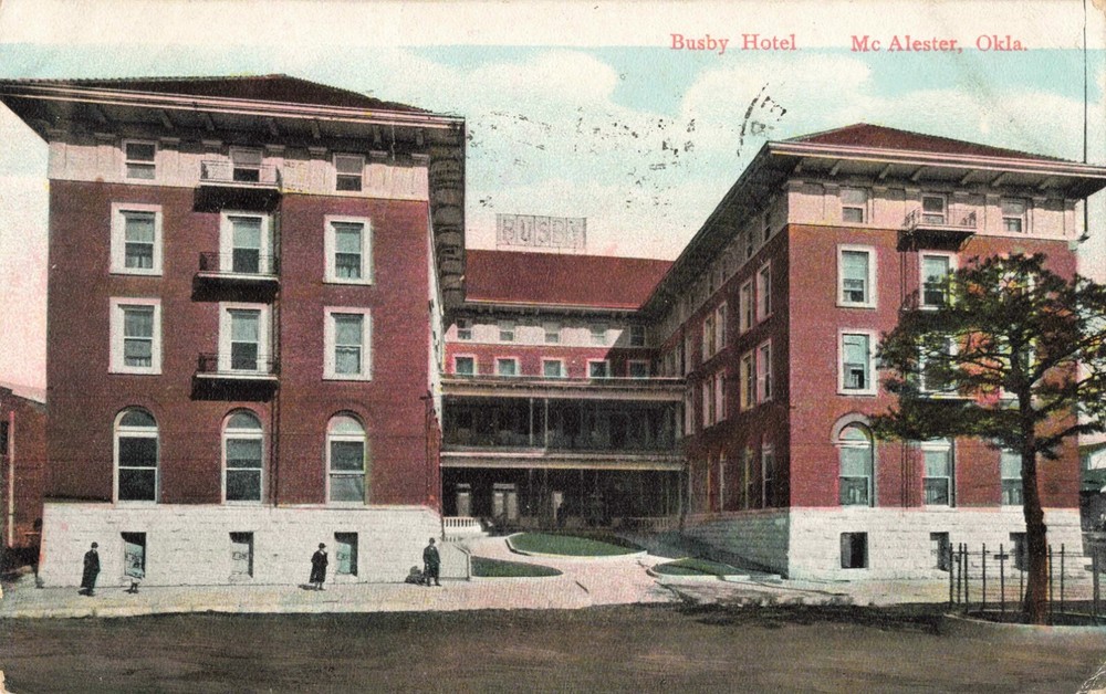 Busby Hotel, McAlester, Oklahoma OK - c1910 Vintage Postcard