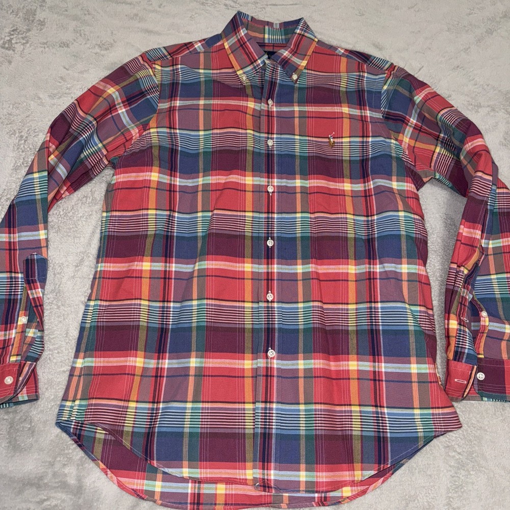 Polo RALPH LAUREN Multicolor Plaid Madras Long Sleeve Button Up Shirt M