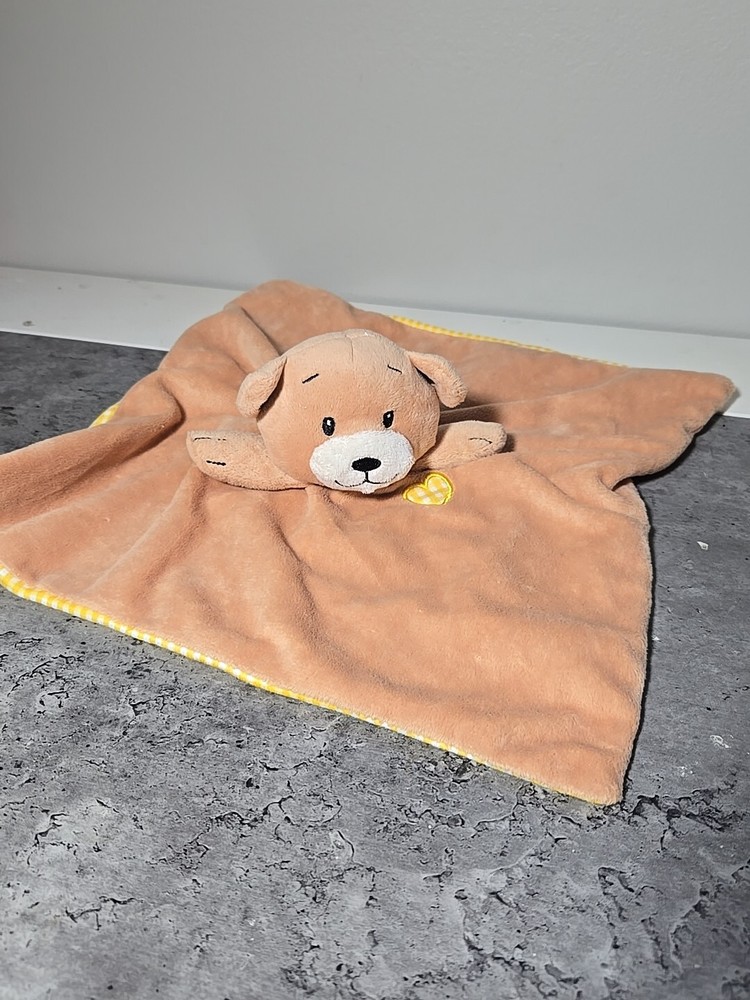 Baby Security Blanket Lovey Bear Little Tiger Pres. Cuddle Brown Yellow Gingham