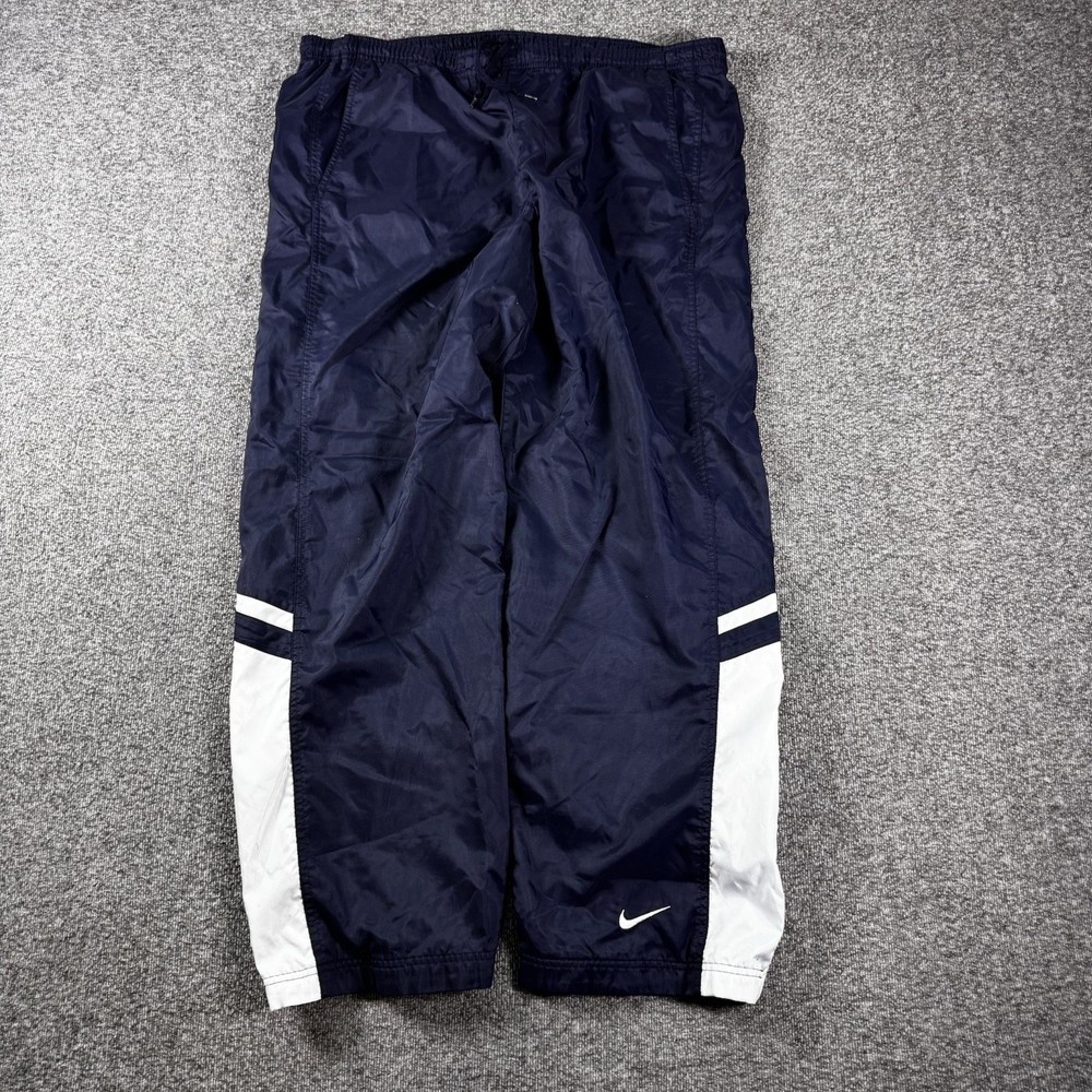 Vintage Nike Track Pants Mens Large Navy Baggy Wide Leg Mesh Lined Y2K