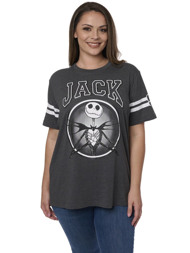 Womens Plus Size Jack Skellington T-Shirt Nightmare Before Christmas Disney Gray