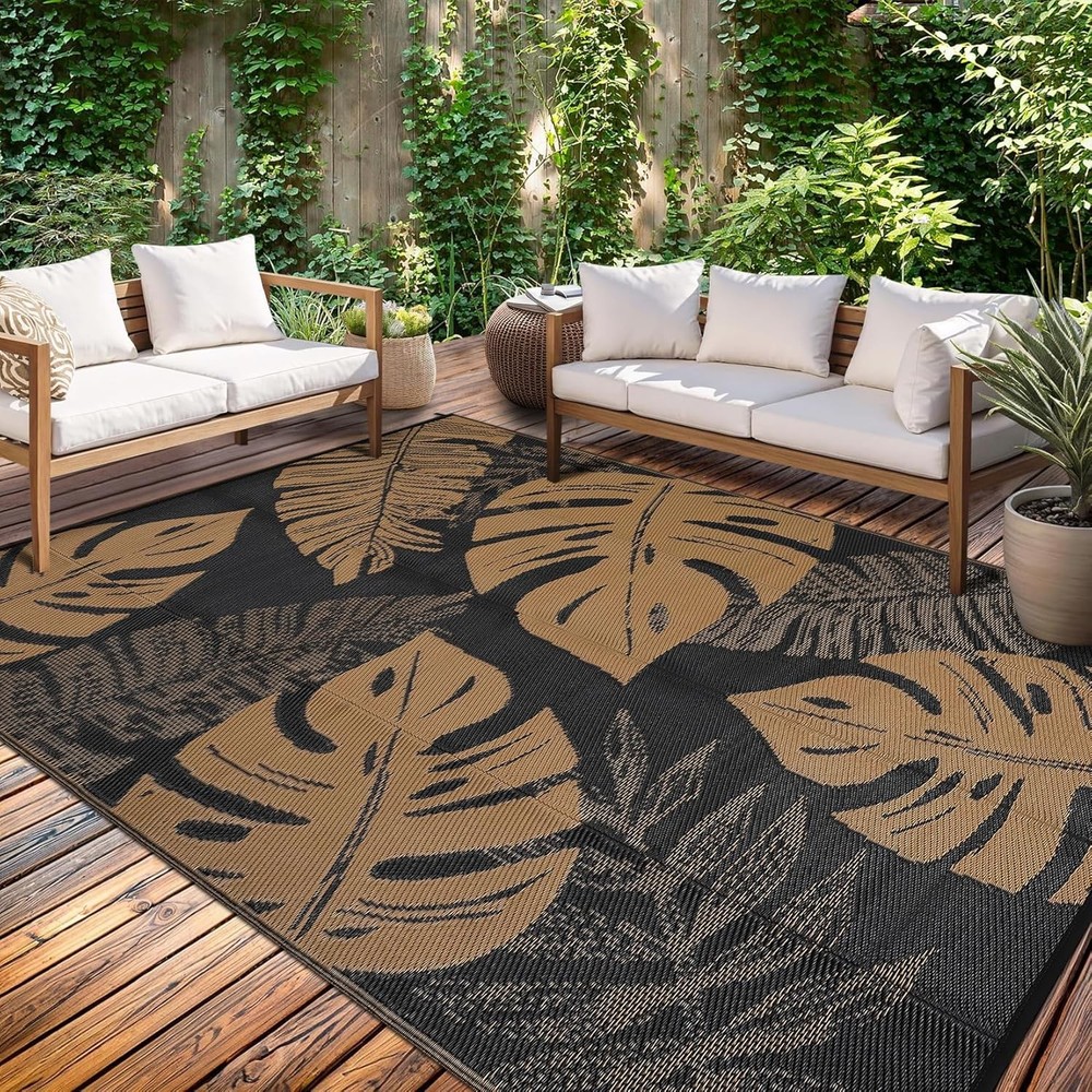 Outdoor Patio Rug Plastic Straw Rug RV camping Waterproof Reversible Carpet Mat