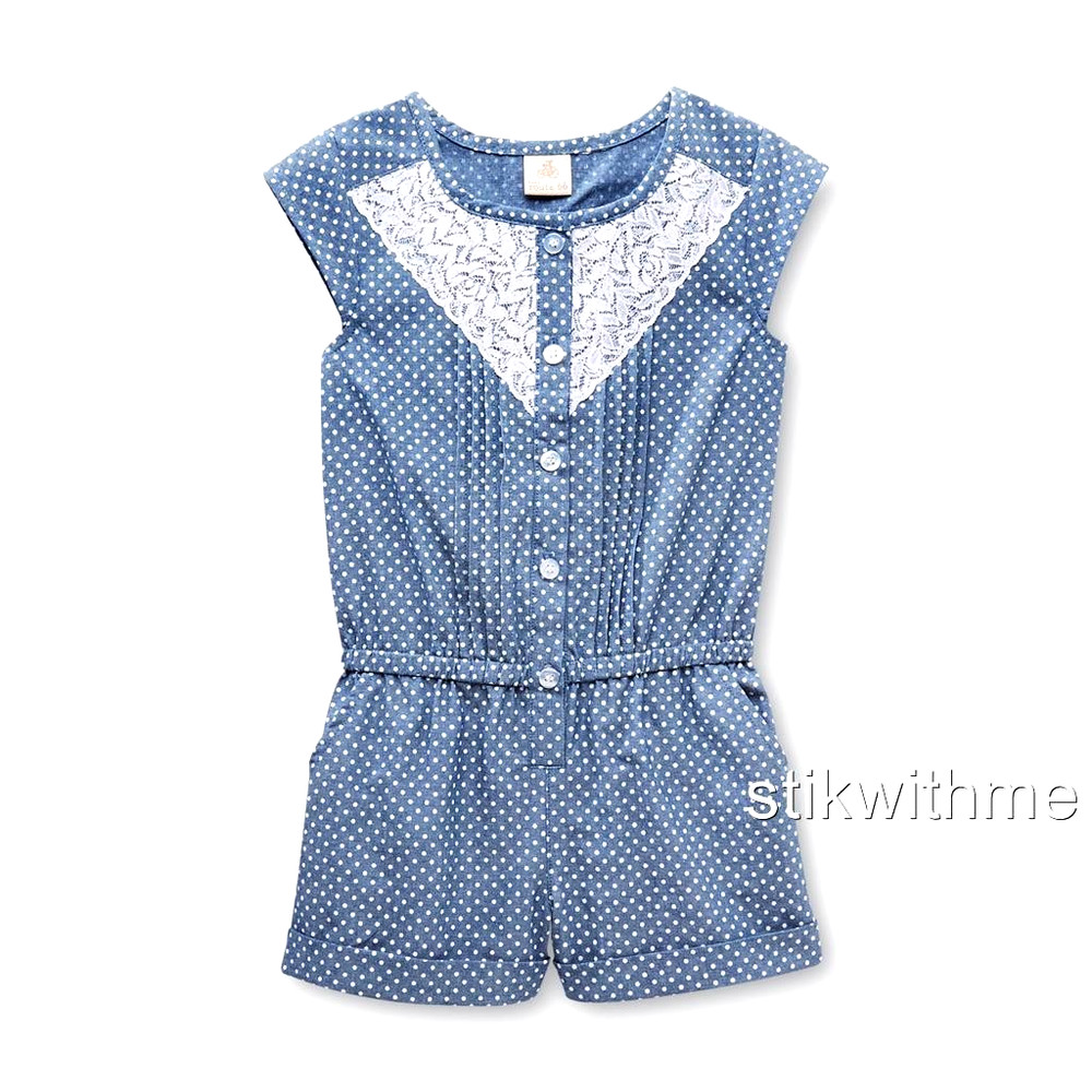 Clothing Baby  CHAMBRAY ROMPER One-Piece Polka Dot Lace (18 mos.) NEW  FREE SHIP