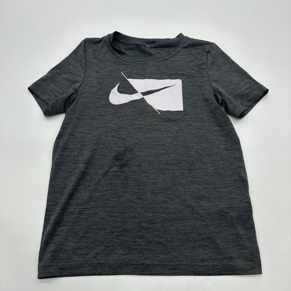 Nike T-Shirt Youth Boy Small Graphic Print Logo Gray ..#32143