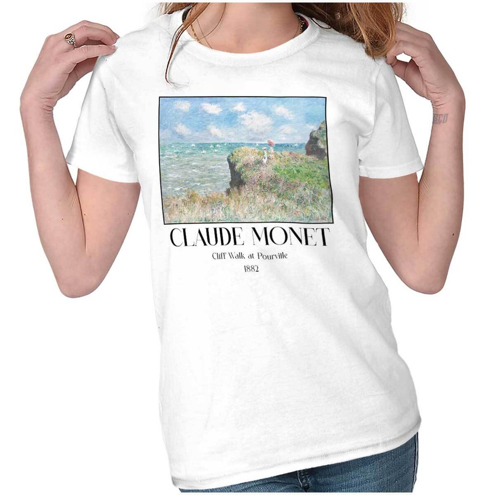 Claude Monet Art Cliff Walk At Pourville Graphic T Shirts for Women T-Shirts