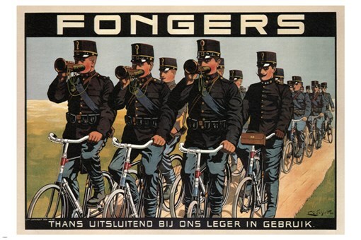 FONGERS vintage poster f g SCHLETTE netherlands 1915 20x30 soldiers bicycles