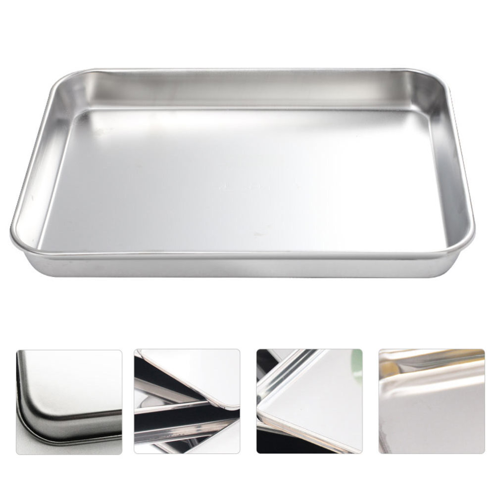 Stainless Steel Serving Tray for Coffee Table Toaster Fruit or Kids Snacks  
