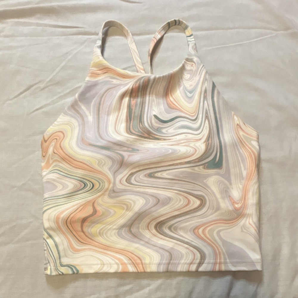 Old Navy Active PowerSoft Low Support Racerback Wireless Sports Bra Marble S