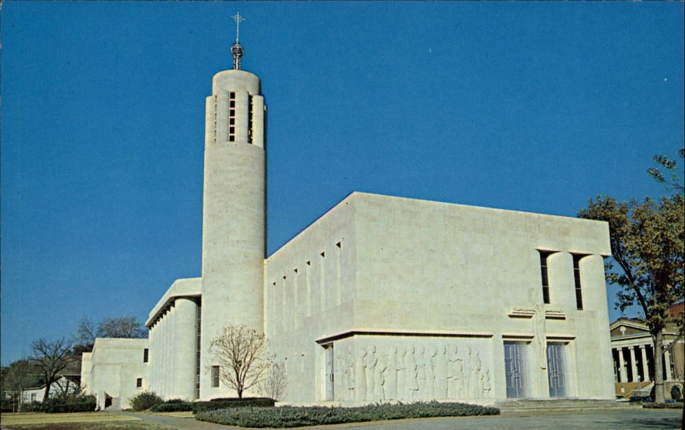 Kansas Salina Sacred Heart Cathedral carved surface ~ postcard sku747