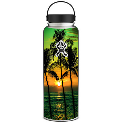 Sunset Palm Trees Ocean Skin Decal for Hydro Flask 40oz Wide Mouth