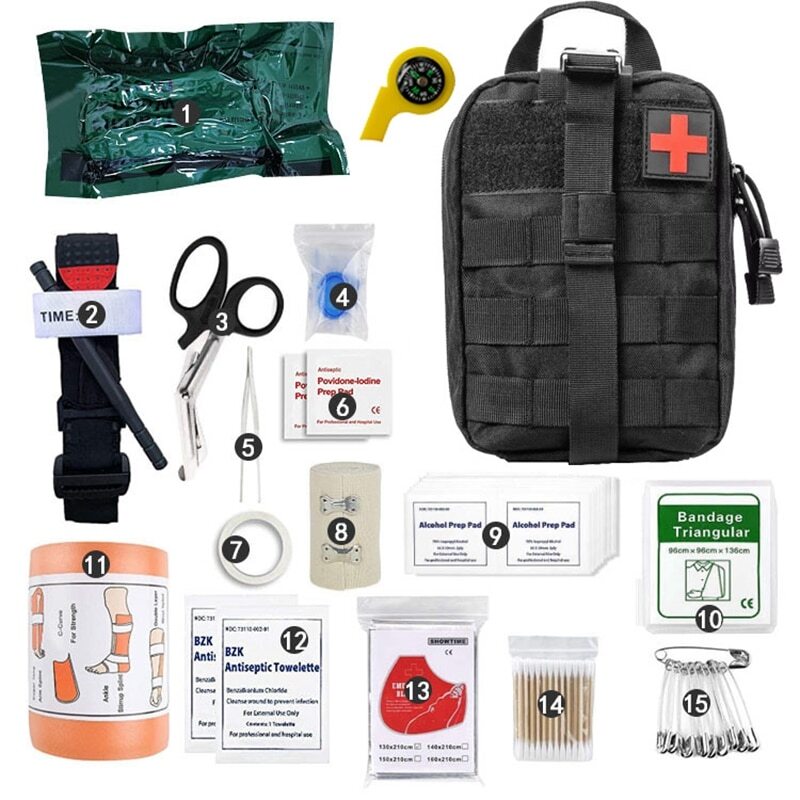 Israeli First Aid Kit Bag with Bandage Splint for Outdoor Hunting Survival