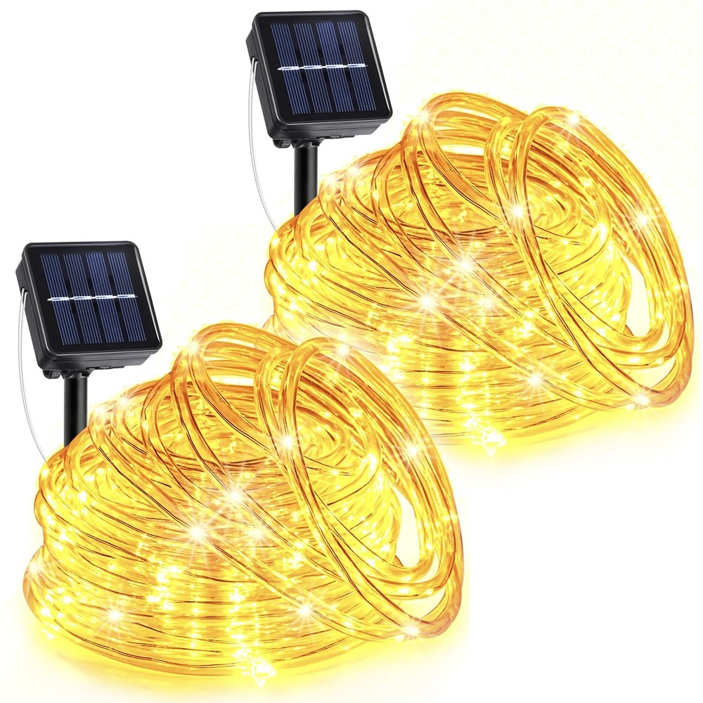66FT 270 LED Solar Rope Lights Outdoor Waterproof 2 Pack
