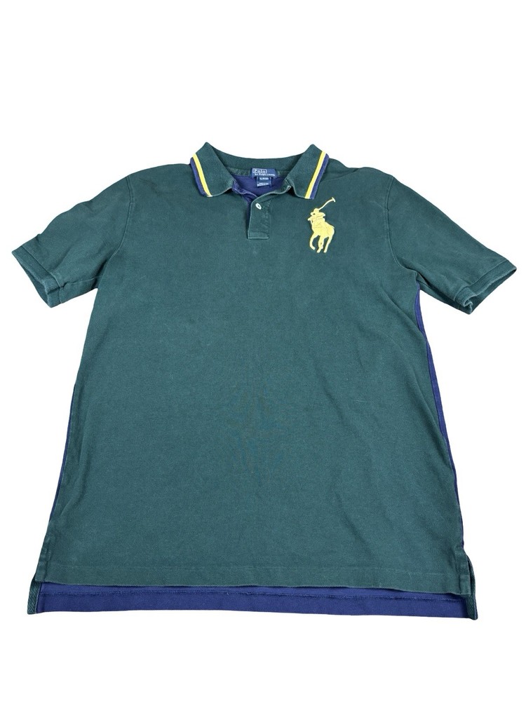 Polo Ralph Lauren Big Pony Colorblock Polo Shirt Youth XL 18-20 Green Blue