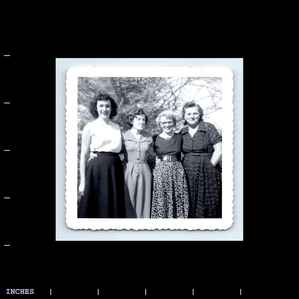 Vintage Square Photo AFFECTIONATE WOMEN STANDING OUTSIDE