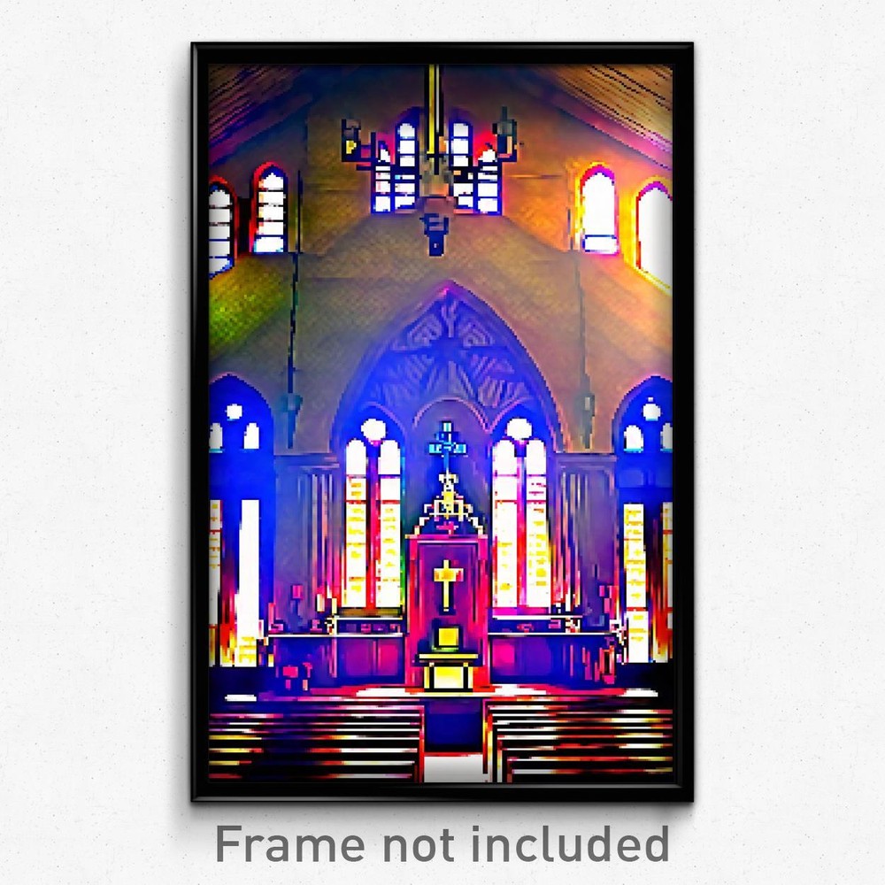 8-Bit Psychedelic Pixel Art Poster - Antique Sanctuary Trippy Gamer Print