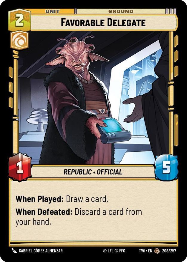 Star Wars Unlimited Favorable Delegate (208/596) Twilight of the Republic LP