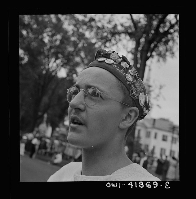 Photo:Southington Connecticut 1942 Youth Drum Corps Man With Badge Cap