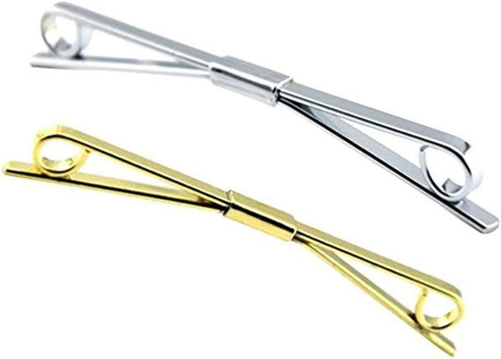 2Pcs (Gold+Silver) Tie Collar Bar Pin Collar Bar Shirt Clip Men'S Shirt Suit Pla