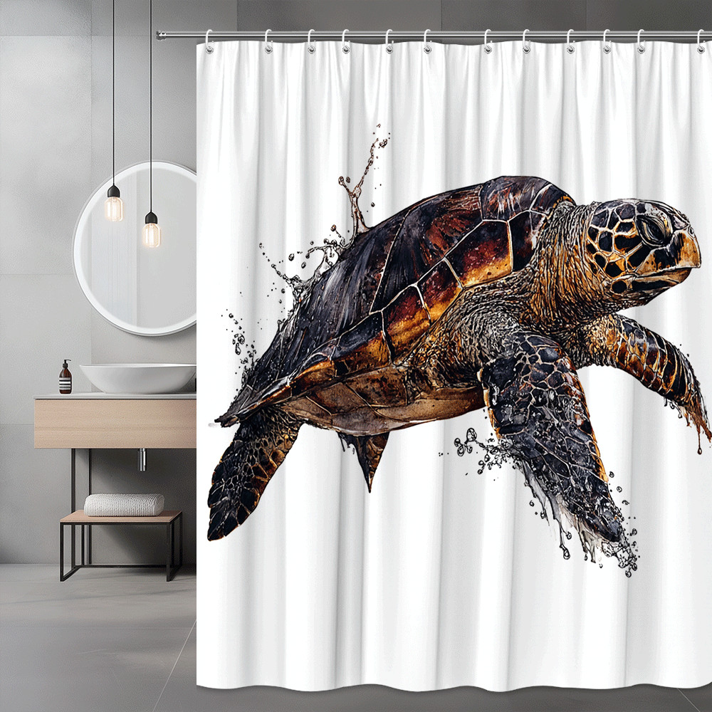 Sea Turtle Shower Curtain Printed Ocean Animal Decor