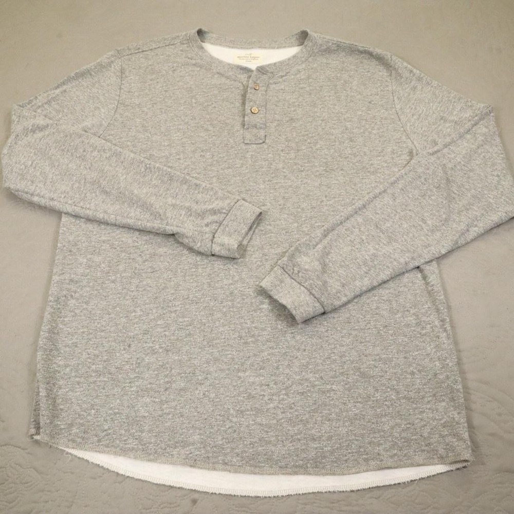 Marine Layer Henley Shirt Mens Marge Heather Grey Long Sleeve Soft Knit USA