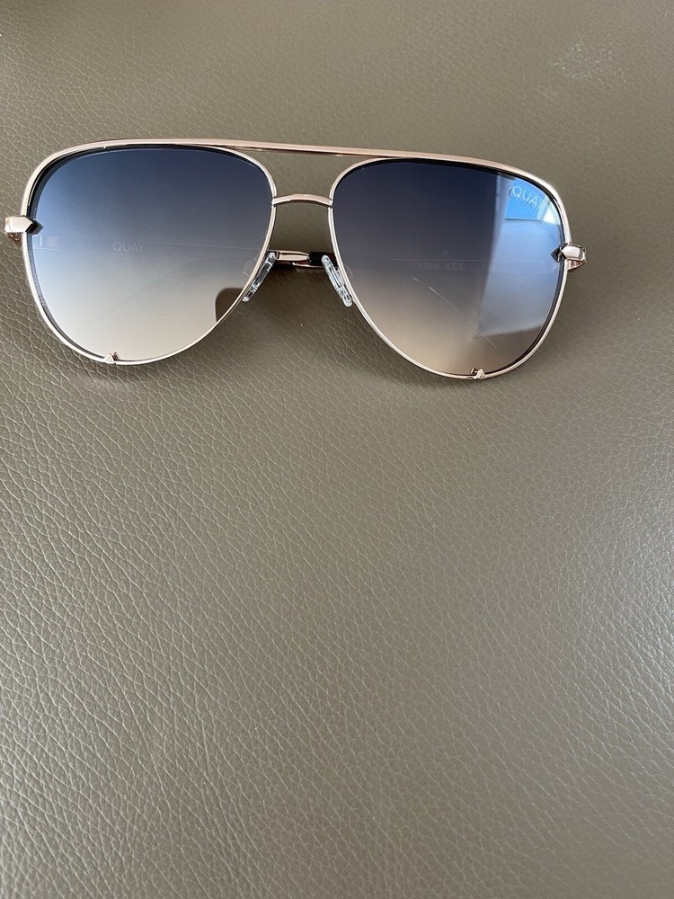 Quay Australia High Key Aviator Sunglasses Rose Gold Multi Mirror Gradient New
