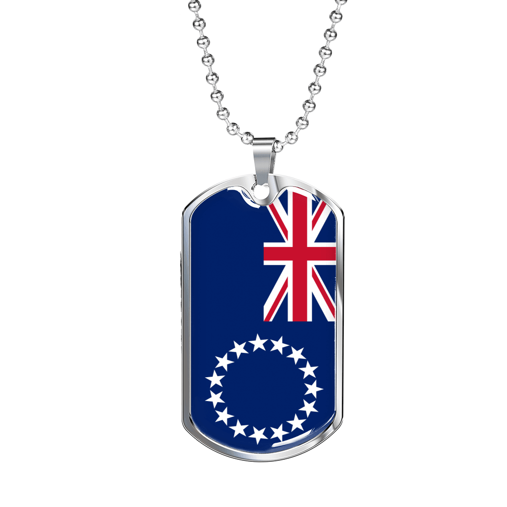 Cook Island Flag Necklace Stainless Steel or 18k Gold Dog Tag 24