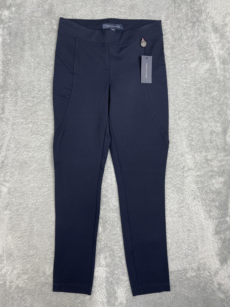 Tommy Hilfiger Leggings Womens Small Blue Ponte Ankle Pull On Stretch Logo