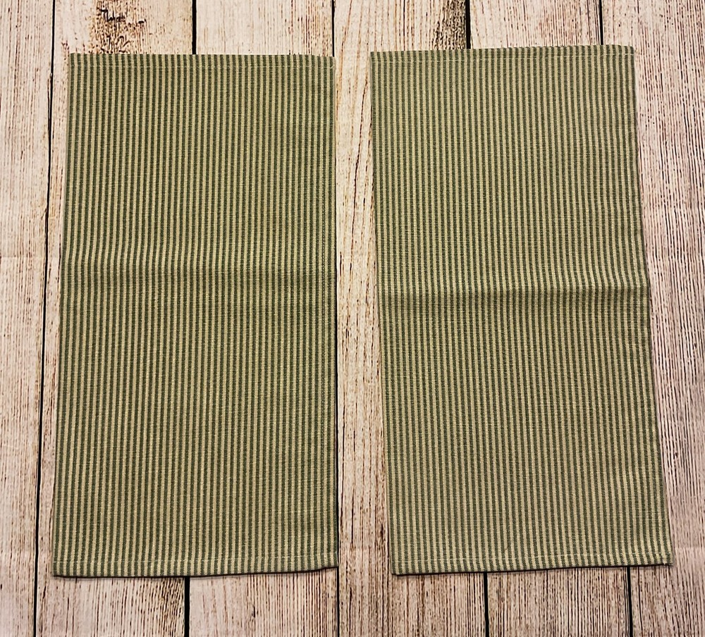Green &Beige Farmhouse Style Linen Blend Napkins 17